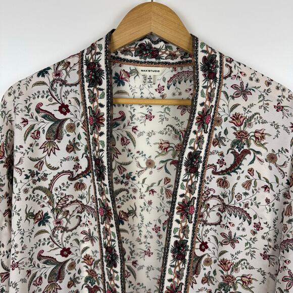 Max Studio Womens Multicolor Floral Kimono Sz S Boho Lightweight Hippie Festival - Picture 5 of 15